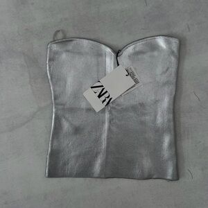 Zara Metallic Silver Bustier